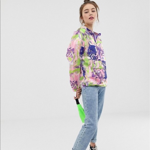 ASOS Purple Marble Print Rain Jacket - Picture 3 of 7